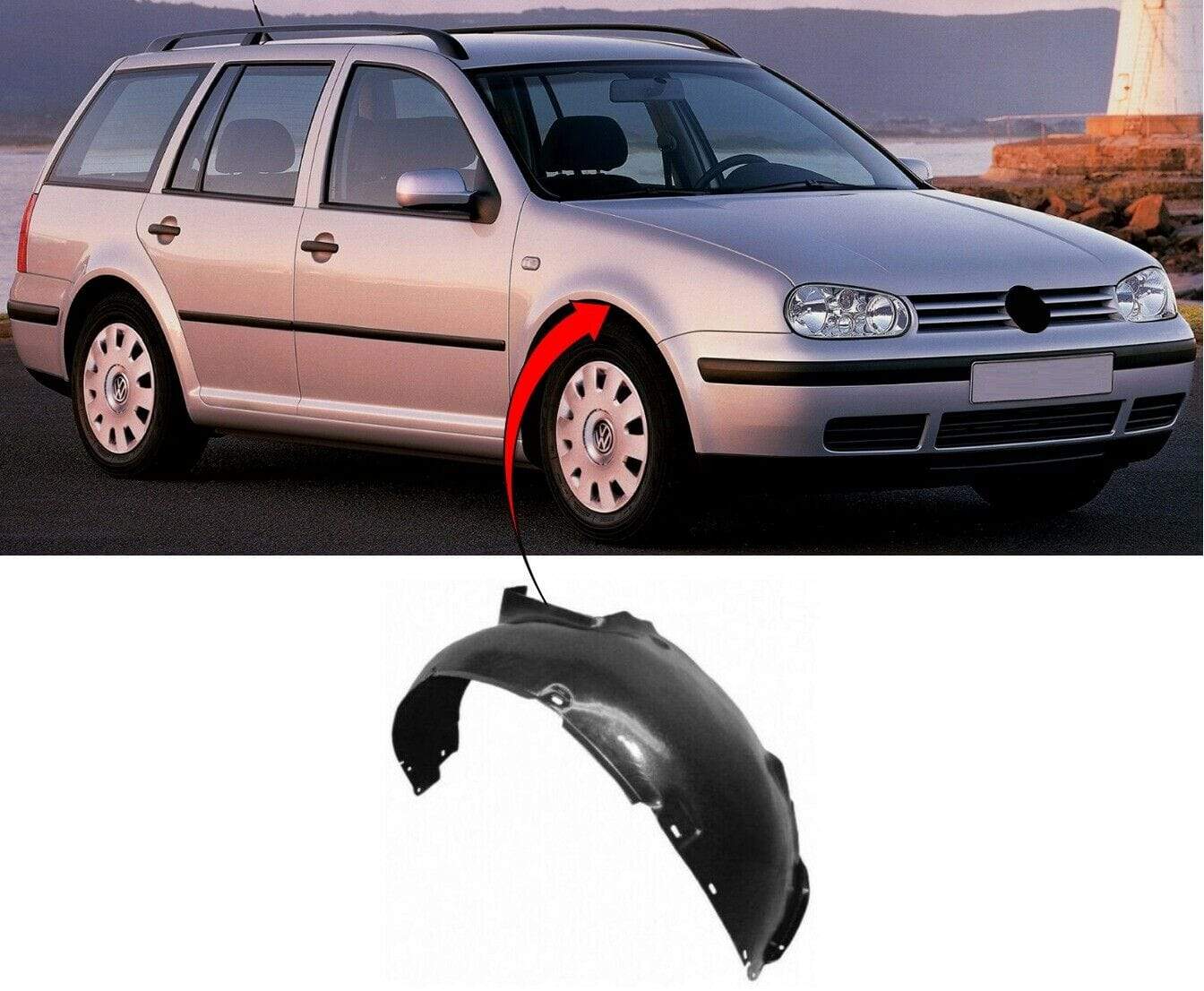 VK1647C VW Golf Estate 1998-2003 Front Wing Arch Liner Splash Guard Driver Side Complete
