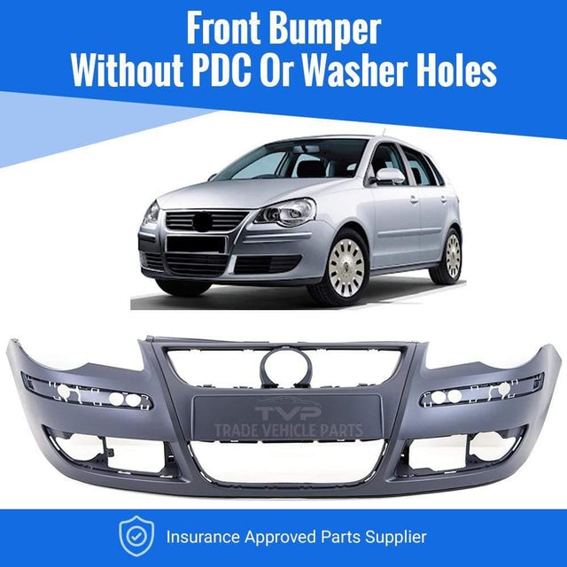 Fits VW Polo 9N 2005-2009 Front Bumper Primed No Pdc Or Washer Holes - image 2
