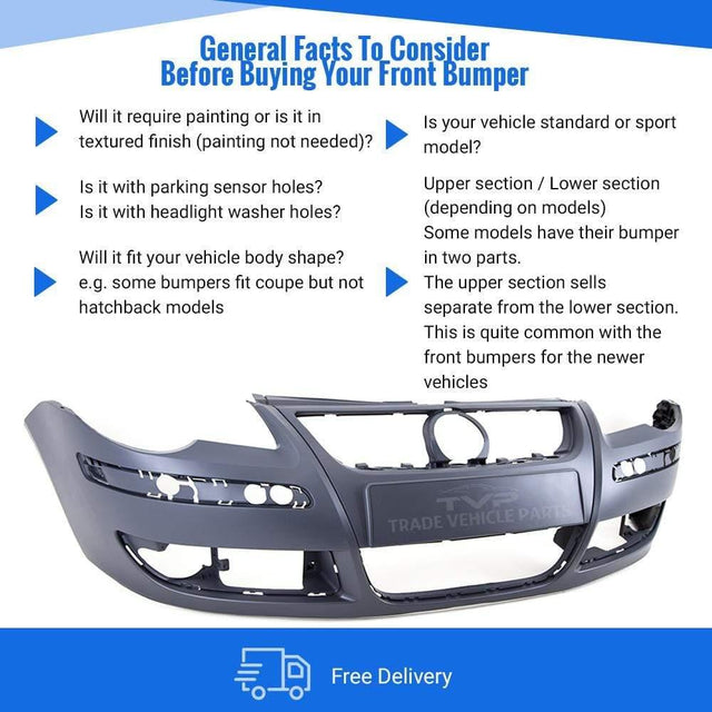 Fits VW Polo 9N 2005-2009 Front Bumper Primed No Pdc Or Washer Holes - image 4