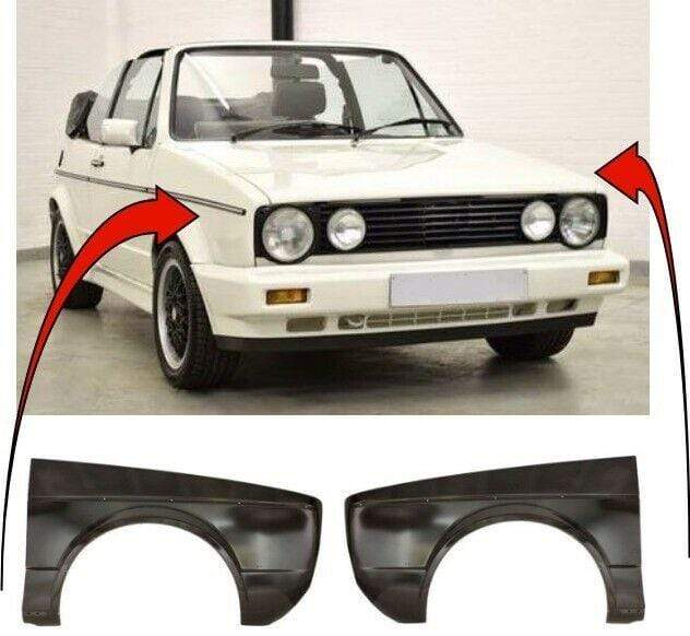 VK2186A VW Golf Mk1 Cabriolet 1978-1993 Front Wing Primed Pair Passenger & Driver Side