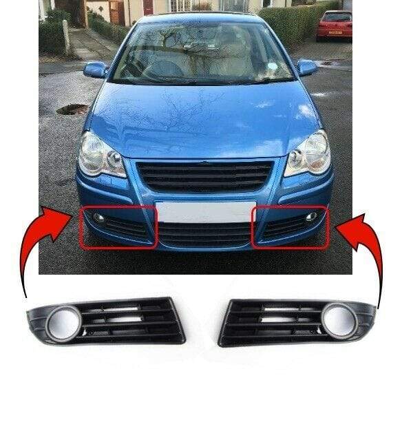 VK2268 VW Polo 2005-2009 Front Bumper Fog Grille With Hole Pair Left & Right