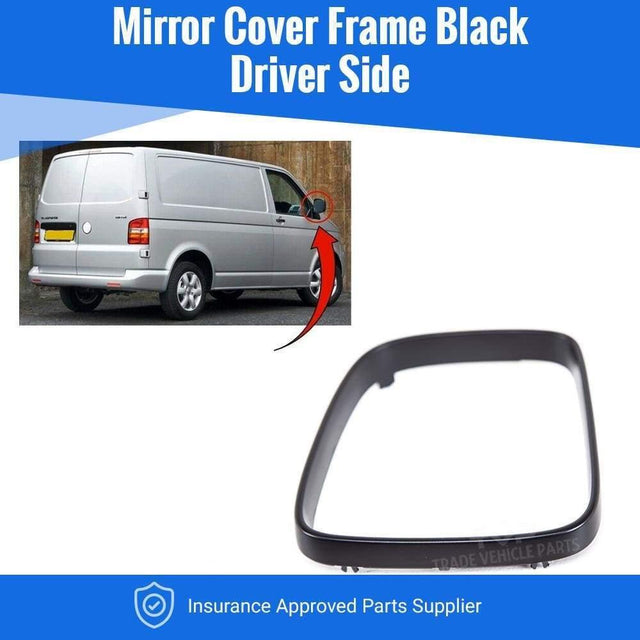 Fits VW Transporter 2004-2009 Door Wing Mirror Cover Frame Black Driver Side - image 2