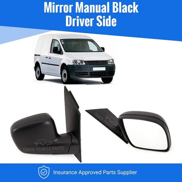 Fits VW Caddy 2004- Door Wing Mirror Manual Black Driver Side - image 2