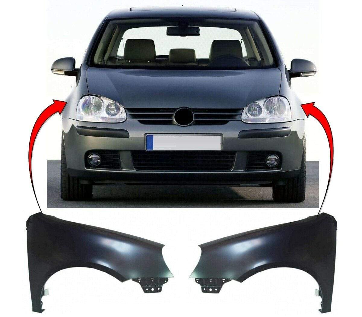 VW Golf Mk5 2004-2008 Front Wing Primed Pair Left & Right –