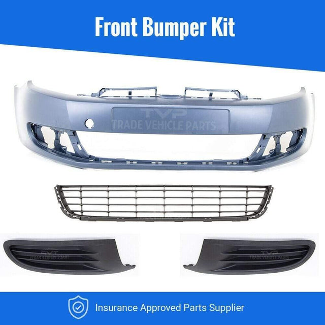 Fits VW Golf Hatch Mk6 2009-2012 Front Bumper Kit With Lower Grille & Fog Grilles W/O Fog Holes Primed - image 2