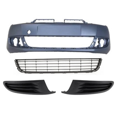 Fits VW Golf Hatch Mk6 2009-2012 Front Bumper Kit With Lower Grille & Fog Grilles W/O Fog Holes Primed - tradevehicleparts.co.uk