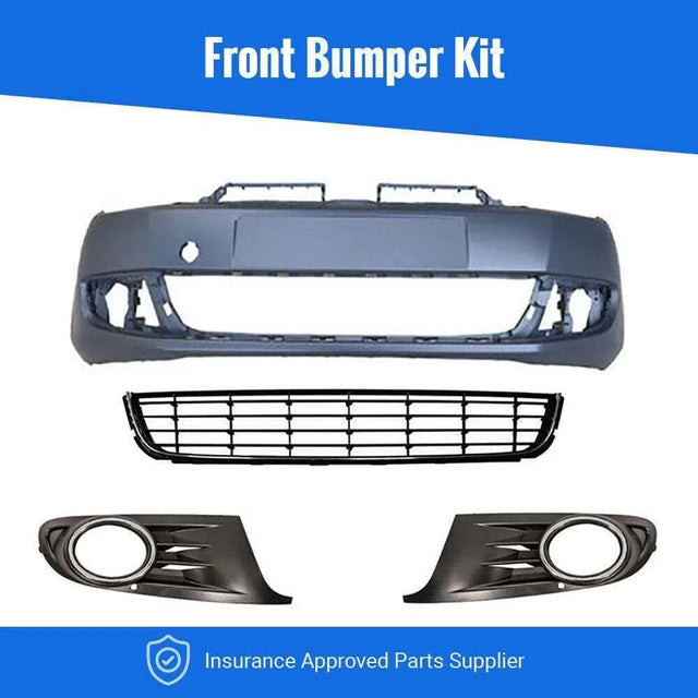 Fits VW Golf Mk6 2009-2012 Front Bumper Kit Primed With Lower Grille & Fog Grilles With Fog Holes - image 2