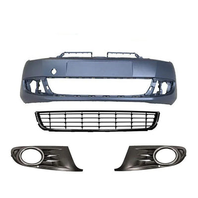 Fits VW Golf Mk6 2009-2012 Front Bumper Kit Primed With Lower Grille & Fog Grilles With Fog Holes - tradevehicleparts.co.uk