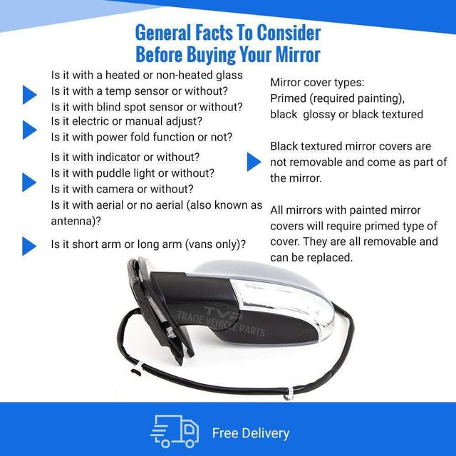 Fits VW Golf Mk5 2004-2008 Door Wing Mirror Electric Heated With Indicator Primed Passenger Side - image 4