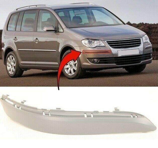 VK5421 VW Touran 2007-2010 Front Bumper Moulding Primed Driver Side For Models With Chrome Stripe