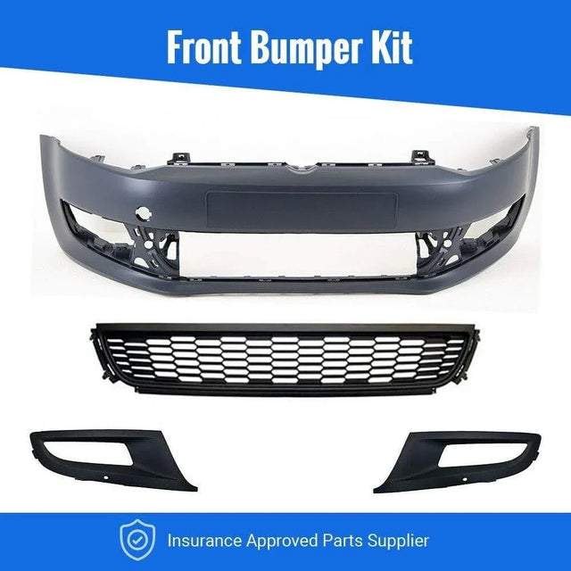 Fits VW Polo Mk8 2009-2014 Front Bumper Kit Primed With Lower Grille & Fog Grilles W/Fog Holes - image 2