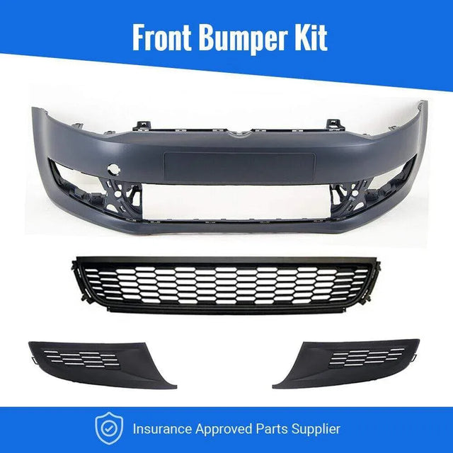 Fits VW Polo Mk8 2009-2014 Front Bumper Kit Primed With Grilles No Fog Holes - image 2