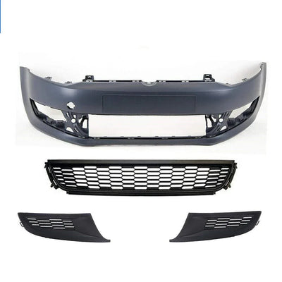 Fits VW Polo Mk8 2009-2014 Front Bumper Kit Primed With Grilles No Fog Holes - tradevehicleparts.co.uk