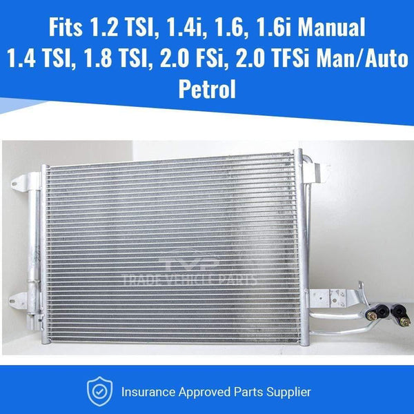 Fits Seat Leon 2005-2015 Air Con Condenser (1.2 Tsi, 1.4 I 16V, 1.6, 1.6 I 16V Manual) (1.4 Tsi, 1.8 Tsi, 2.0 Fsi, 2.0 Tfsi Man/Auto)(Petrol)With Dryer Corrosion Protected