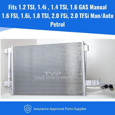 Fits Skoda Octavia Ii 2004-2013 Air Con Condenser (1.2 Tsi, 1.4 I 16V, 1.4 Tsi, 1.6 Gas Manual) (1.6 Fsi, 1.6 I 16V, 1.8 Tsi, 2.0 Fsi, 2.0 Tfsi Manual/Automatic) (Petrol)With Dryer Corrosion Protected - tradevehicleparts.co.uk