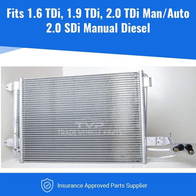 Fits VW Caddy Iii (2K,2C) 2004-2010 Air Con Condenser (1.6 Tdi, 1.9 Tdi, 2.0 Tdi Man/Auto) (2.0 Sdi Man)With Dryer Corrosion Protected - tradevehicleparts.co.uk
