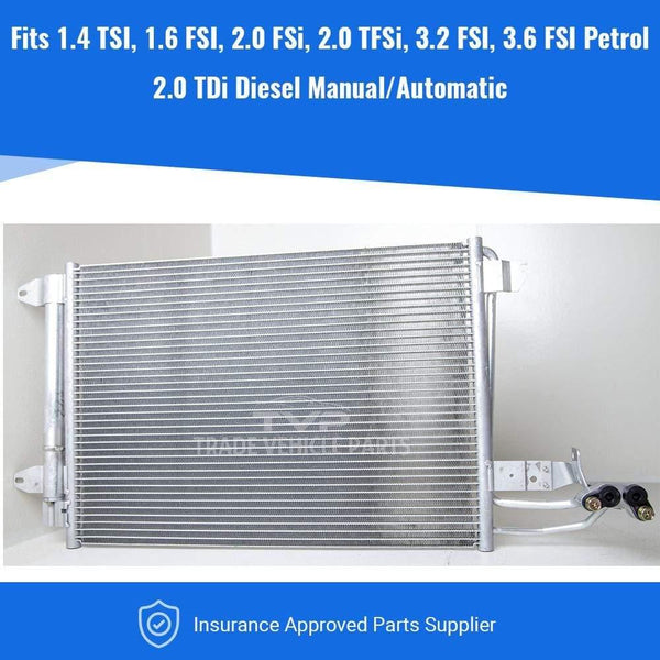 Fits VW Eos 2006-2015 Air Con Condenser (1.4 Tsi, 1.6 Fsi, 2.0 Fsi, 2.0 Tfsi, 3.2 Fsi, 3.6 Fsi Petrol) (2.0 Tdi) (Manual/Automatic) With Dryer Corrosion Protected
