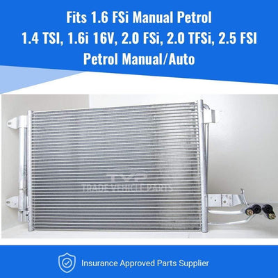 Fits VW Jetta 2006-2010 Air Con Condenser 1.4 1.6 2.0 2.5 Petrol Man/Auto 1.6 Man - tradevehicleparts.co.uk