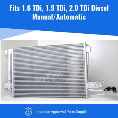 Fits VW Jetta 2006-2010 Air Con Condenser 1.6 1.9 2.0 Tdi Diesel Manual/Auto - tradevehicleparts.co.uk