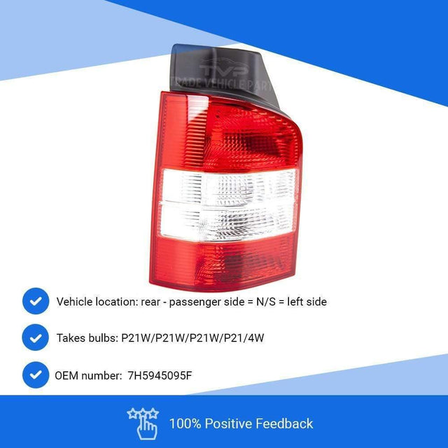 Fits VW Caravelle 2004-2009 Rear Light Lamp Tailgate Models Clear Lens Passenger Side - image 3
