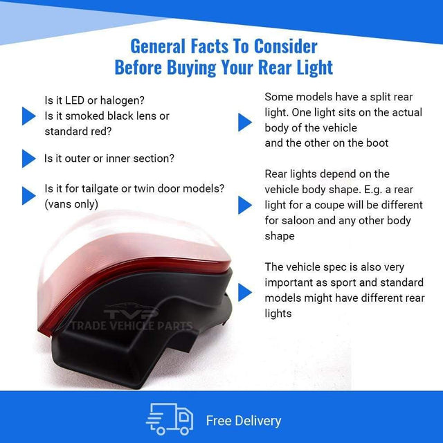 Fits VW Transporter T5 2004-2009 Rear Light Lamp Driver Side Tailgate Models Clear - image 4