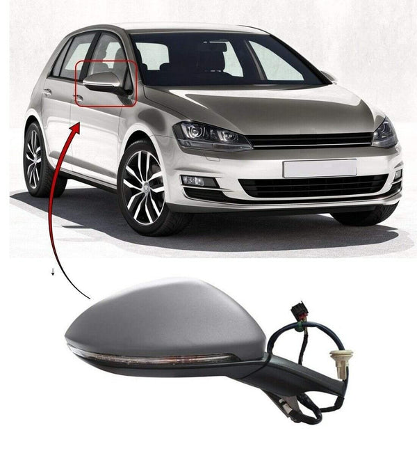Fits Volkwagen Golf Mk7 2013-2017 Door Wing Mirror Primed Cover Electirc Heated W/Indicator Driver Side
