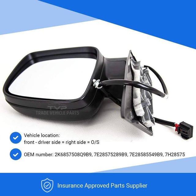 Fits VW Caddy 2004-2015 Door Wing Mirror Electric Heated Black Driver Side - image 3