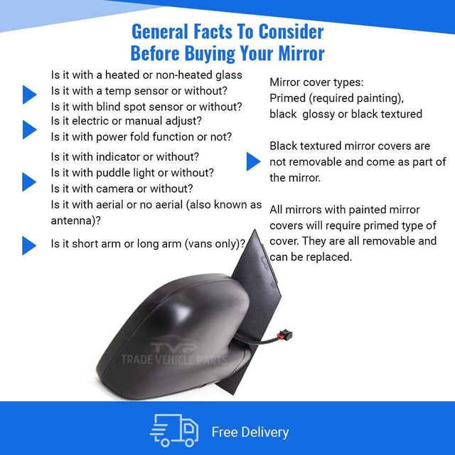 Fits VW Caddy 2004-2015 Door Wing Mirror Electric Heated Black Driver Side - image 4