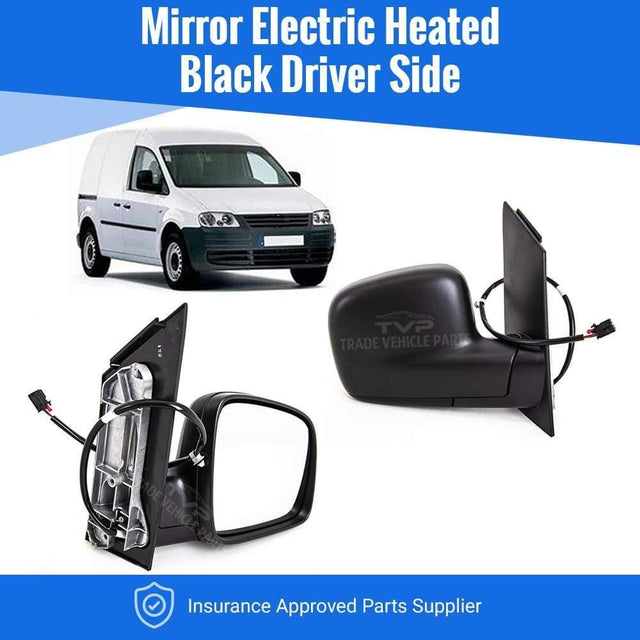 Fits VW Caddy 2004-2015 Door Wing Mirror Electric Heated Black Driver Side - image 2