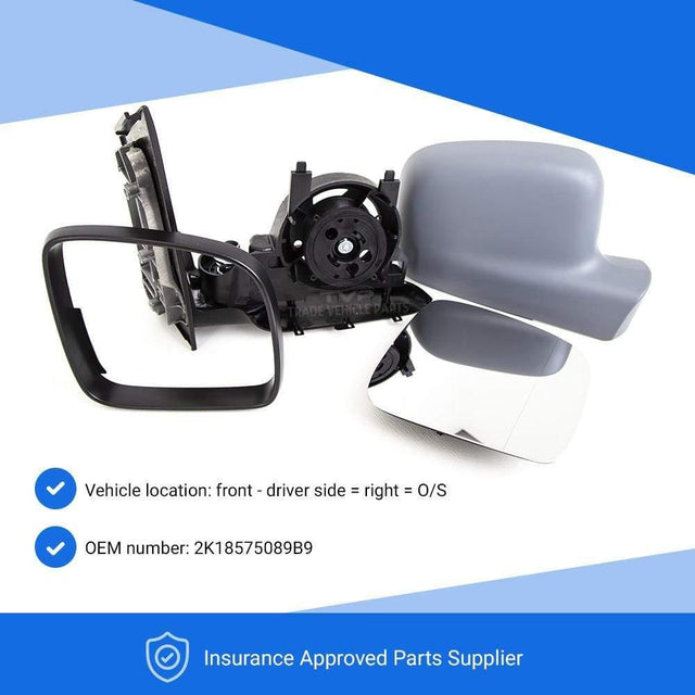 Fits VW Caddy 2004-2015 Door Wing Mirror Manual Primed Driver Side No Aerial - image 3