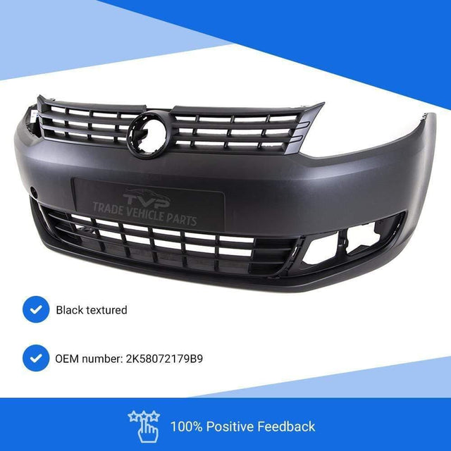 Fits VW Caddy 2011-2015 Front Bumper Black Textured No Pdc Or Washer Holes - image 3