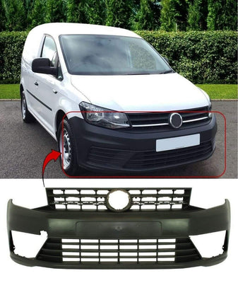 Fits VW Caddy 08/2015-2020 Front Bumper Black W/O Pdc & Washer Holes - tradevehicleparts.co.uk