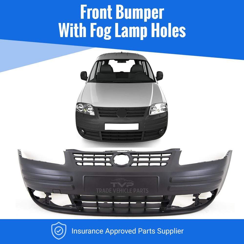 VW Caddy Van 2004-2010 Front Bumper Grey With Fog Lamp Holes