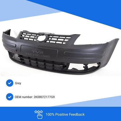 Fits VW Caddy Van 2004-2010 Front Bumper Grey With Fog Lamp Holes - tradevehicleparts.co.uk