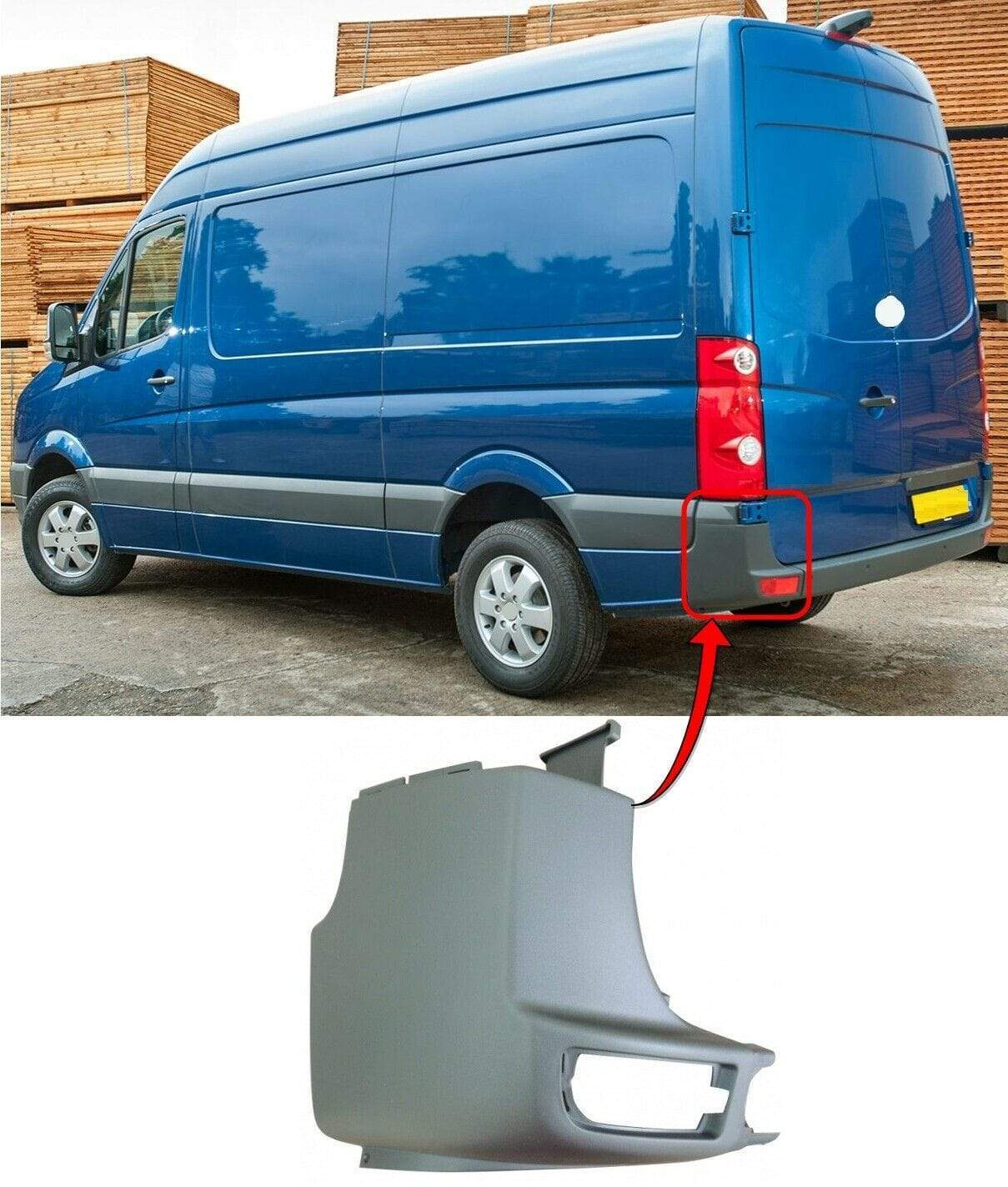 VW Crafter 2006-2017 Rear Bumper End Corner Mat Dark Grey Textured Left Side