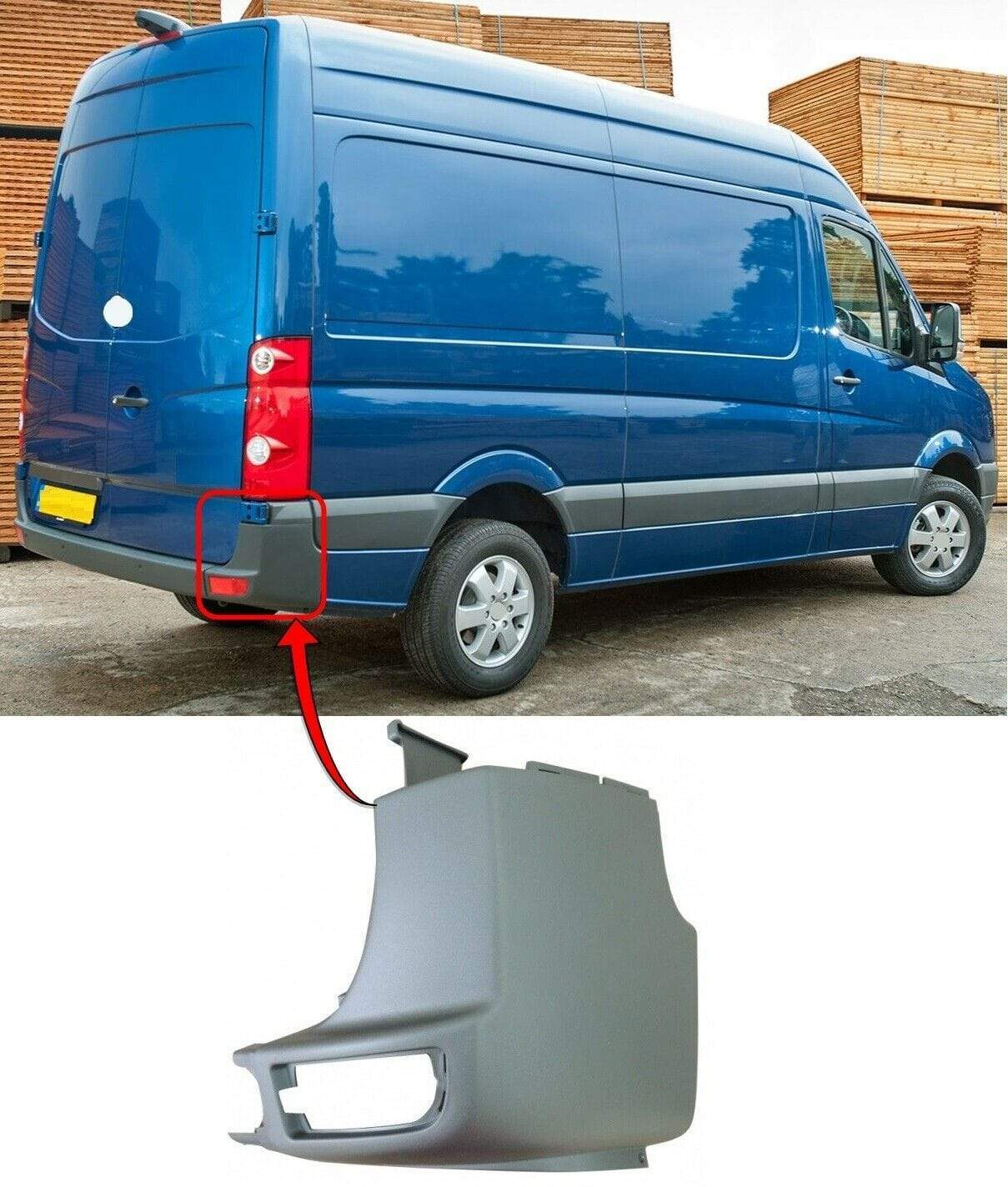 VW Crafter 2006-2017 Rear Bumper End Corner Mat Dark Grey Textured Right Side