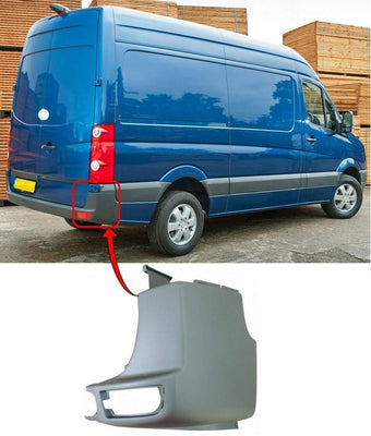 Fits VW Crafter 2006-2017 Rear Bumper End Corner Mat Dark Grey Textured Right Side - tradevehicleparts.co.uk