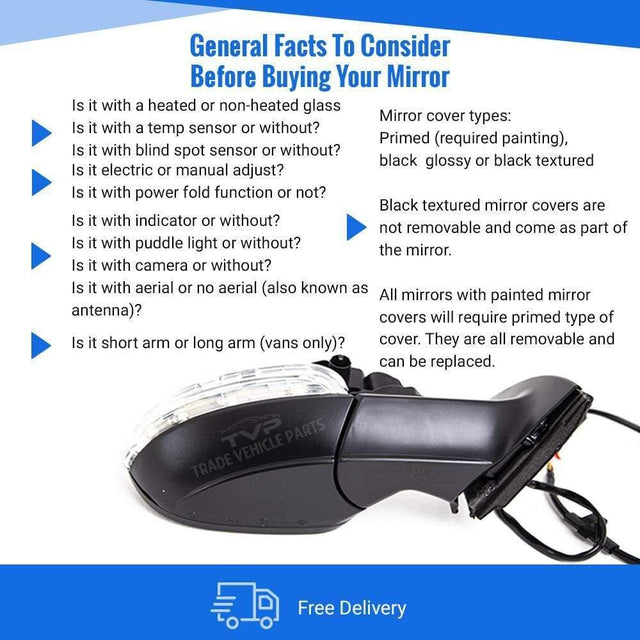 Fits VW Eos 2010-2015 Door Wing Mirror Electric Heated With Indicator Primed Cover Driver Side - image 3