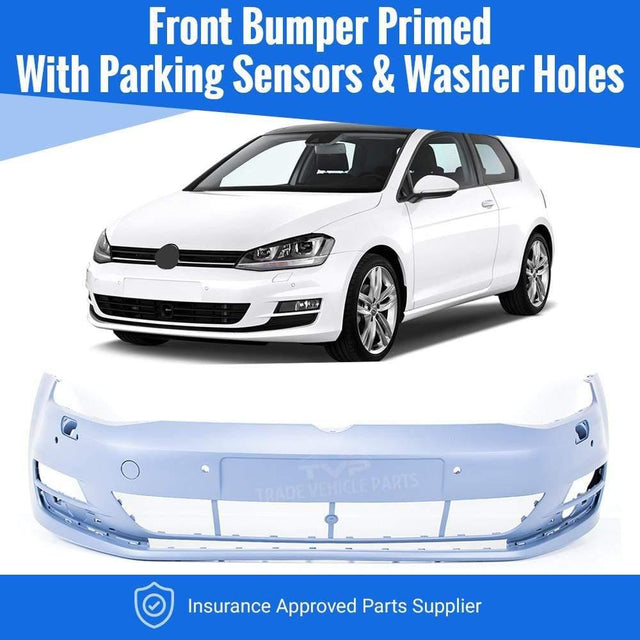 Fits VW Golf 2013-2017 Mk7 Front Bumper Primed With PDC & Washer Jet Holes - image 2