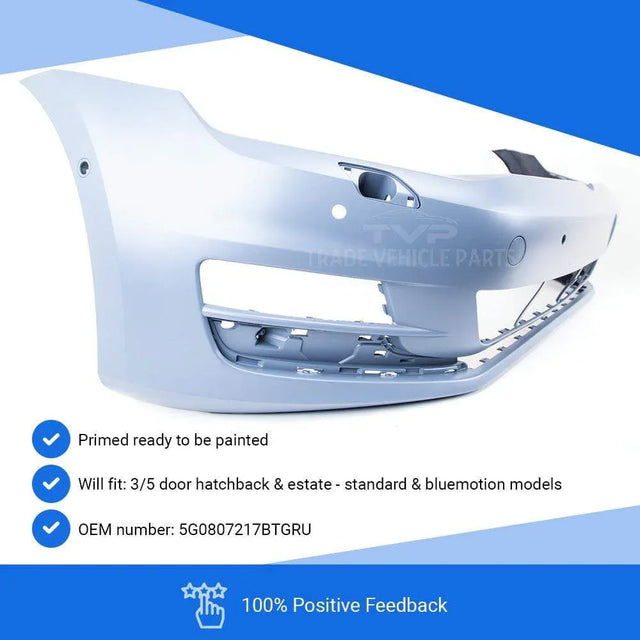 Fits VW Golf 2013-2017 Mk7 Front Bumper Primed With PDC & Washer Jet Holes - image 3