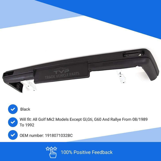 Fits VW Golf Mk2 1983-1989 Front Bumper Black Small With Black Trim - image 2