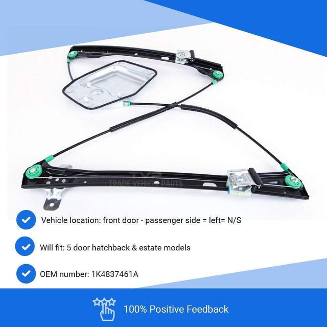 Fits VW Golf Mk5 2004-2008 Front Electric Window Regulator W/O Motor Passenger Side 5Dr Hatch & Estate - image 3