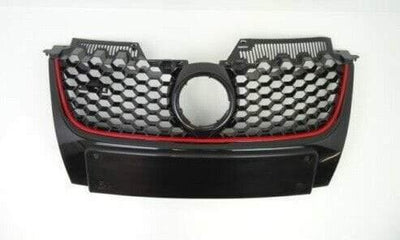 Fits VW Golf Mk5 2004-2008 Gti Front Bumper Grille Main With Red Moulding With Plate Holder - tradevehicleparts.co.uk