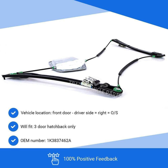 Fits VW Golf Mk5 Hatchback 3Dr 2004-2008 Front Electric Window Regulator W/O Motor Driver Side - image 2