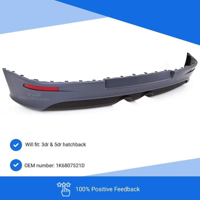 Fits VW Golf Mk5 R32 2006-2009 Rear Bumper Lower Section With Spoiler 2 Exhausts With 2 Cut Outs In Middle Primed With Black - image 3