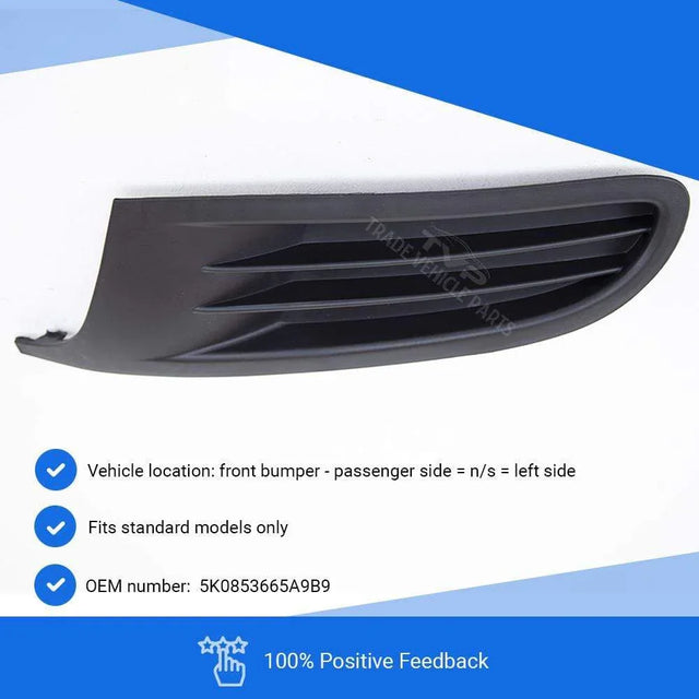 Fits VW Golf Mk6 2008-2013 Front Bumper Fog Grille W/O Fog Hole Passenger Side Standard Models - image 3
