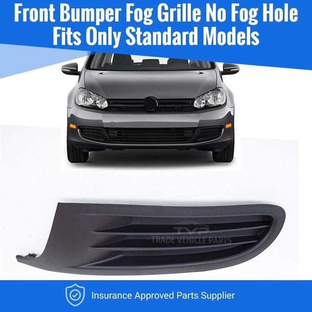 Fits VW Golf Mk6 2008-2013 Front Bumper Fog Grille W/O Fog Hole Passenger Side Standard Models - image 2