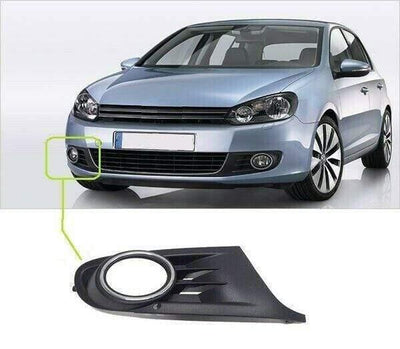 Fits VW Golf Mk6 2008-2013 Front Bumper Fog Grille With Chrome Surround Driver Side - tradevehicleparts.co.uk