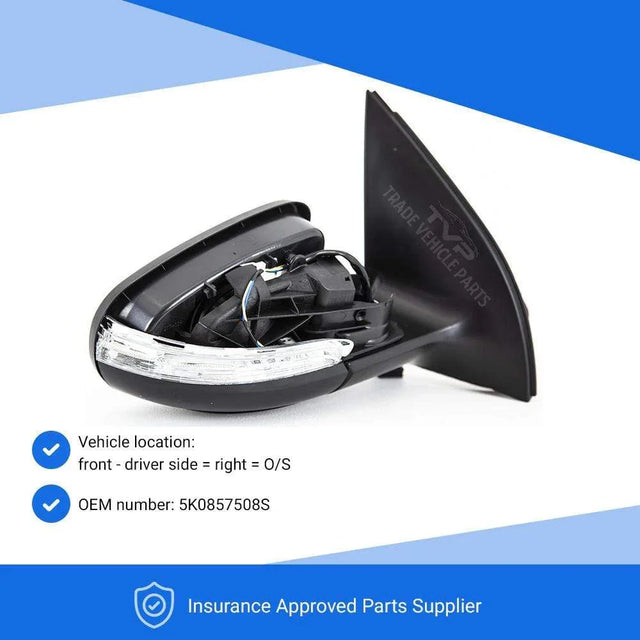 Fits VW Golf Mk6 2009-2012 Door Wing Mirror Electric Heated With Indicator, Primed Driver Side - image 3