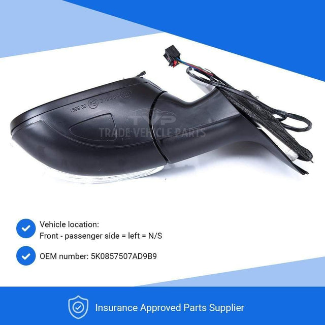 Fits VW Golf Mk6 2009-2012 Door Wing Mirror Electric Heated With Indicator, Primed Passenger Side - image 3